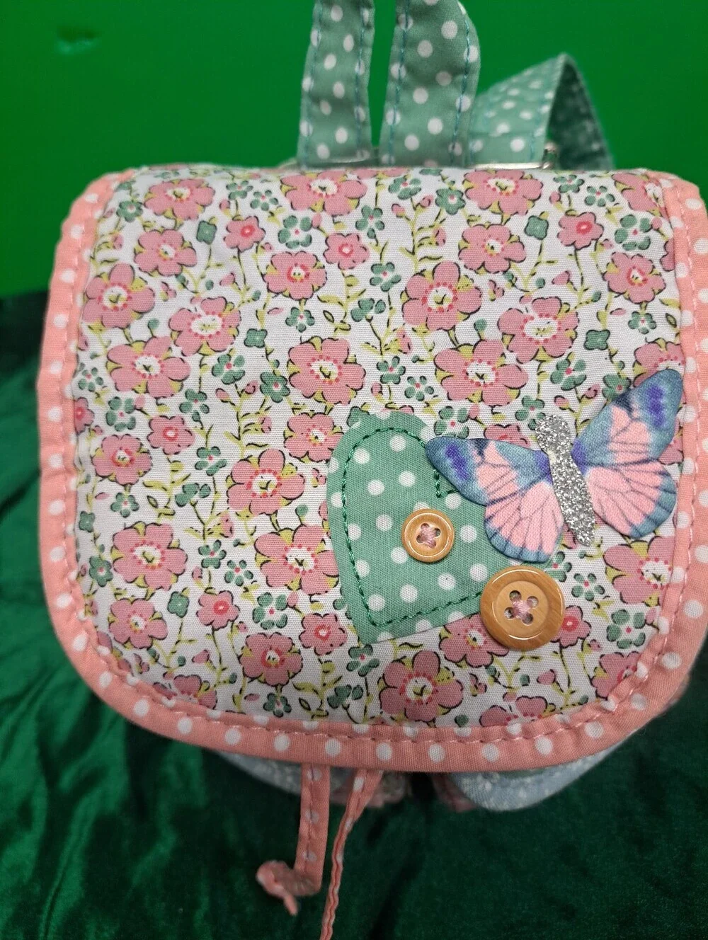 Claire's Pink & Mint Polka Dot Floral Mini Backpack